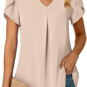Women's Plus Size Summer Tunic Tops Dressy Casual Chiffon Blouses Short Sleeve T